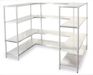 scaffale composto angolare acciaio inox 3-4 ripiani profondità 300-400-500-600 altezza 1500-1800-2000mm